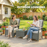 Poly Rattan Wicker 3 Pieces Garden Bistro Set With Furniture Cover - Velmora