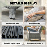 Poly Rattan Wicker 3 Pieces Garden Bistro Set With Furniture Cover - Velmora