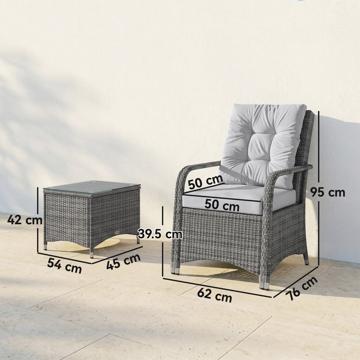 Poly Rattan Wicker 3 Pieces Garden Bistro Set With Furniture Cover - Velmora