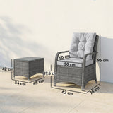 Poly Rattan Wicker 3 Pieces Garden Bistro Set With Furniture Cover - Velmora
