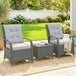 Poly Rattan Wicker 3 Pieces Garden Bistro Set With Furniture Cover - Velmora