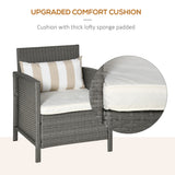 Poly Rattan Wicker 3 Pieces Garden Bistro Set With Glass Top 2-tier Coffee Table - Velmora