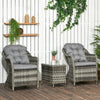 Poly Rattan Wicker 3 Pieces Garden Bistro Set With Glass Top Table - Velmora
