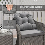 Poly Rattan Wicker 3 Pieces Garden Bistro Set With Glass Top Table - Velmora