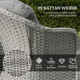 Poly Rattan Wicker 3 Pieces Garden Bistro Set With Glass Top Table - Velmora