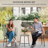 Poly Rattan Wicker 3 Pieces Small Garden Bistro Set - Velmora