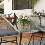 Poly Rattan Wicker 3 Pieces Small Garden Bistro Set - Velmora
