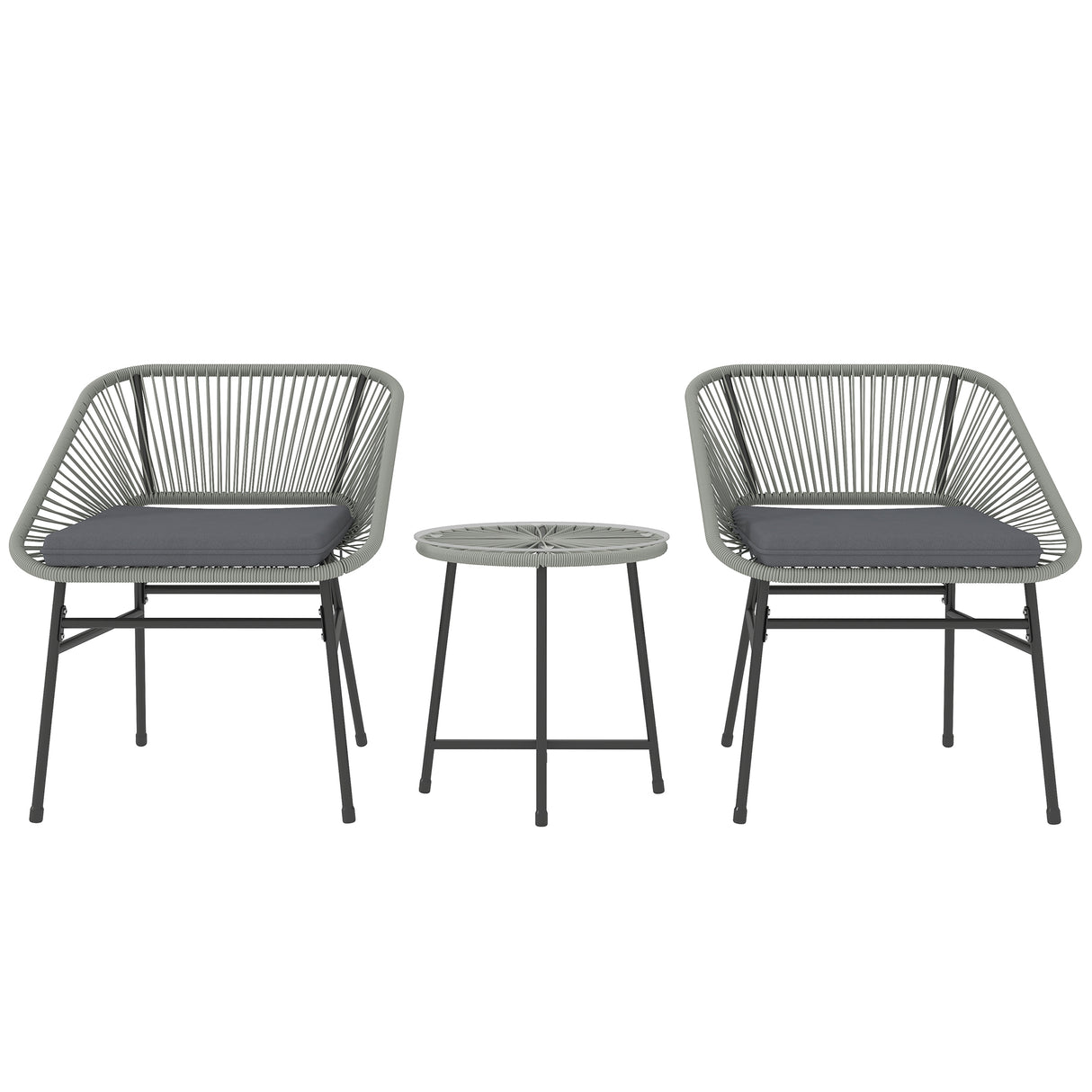 Poly Rattan Wicker 3 Pieces Small Garden Bistro Set - Velmora