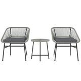 Poly Rattan Wicker 3 Pieces Small Garden Bistro Set - Velmora
