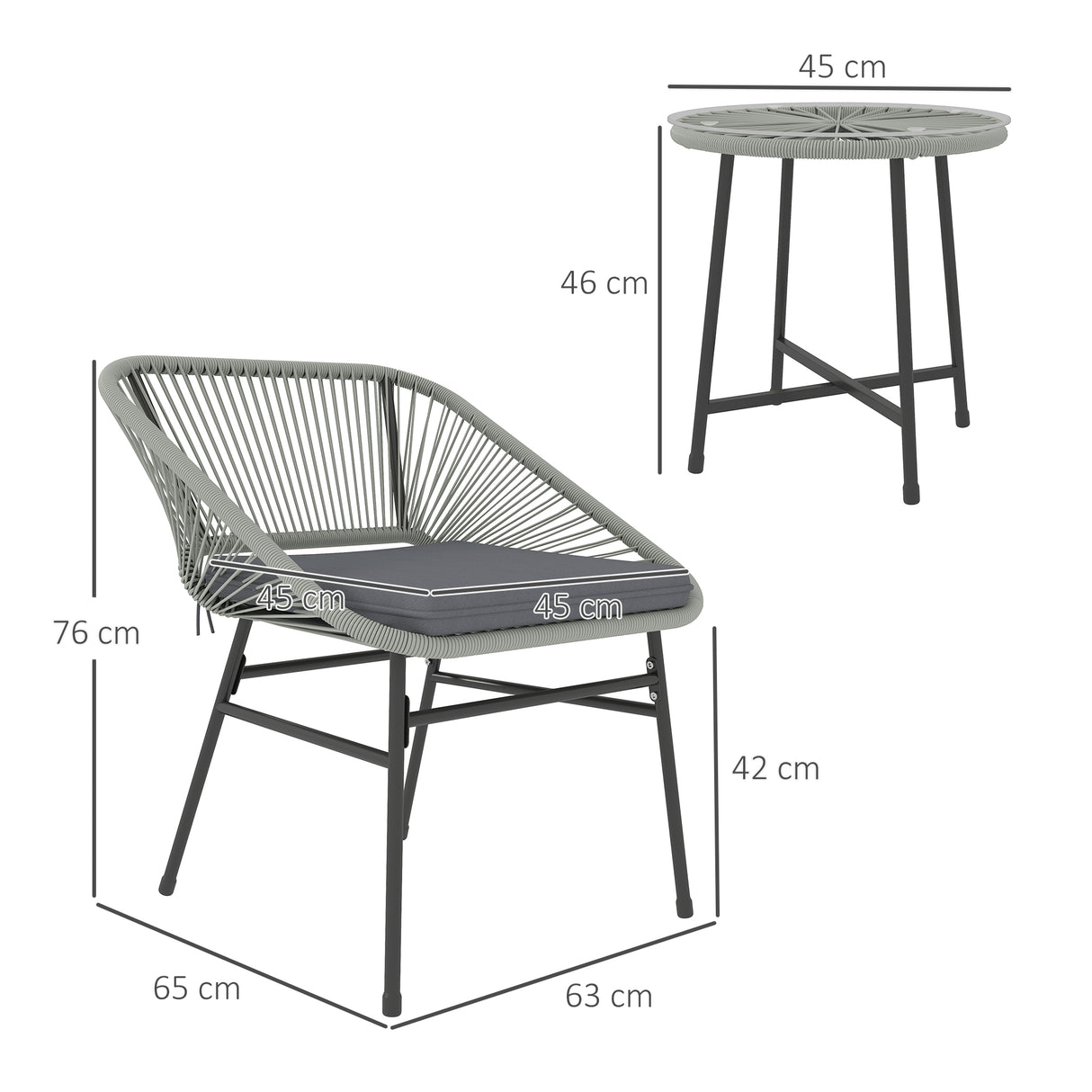 Poly Rattan Wicker 3 Pieces Small Garden Bistro Set - Velmora