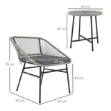 Poly Rattan Wicker 3 Pieces Small Garden Bistro Set - Velmora