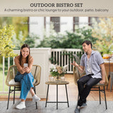Poly Rattan Wicker 3 Pieces Small Garden Bistro Set - Velmora