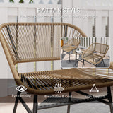 Poly Rattan Wicker 3 Pieces Small Garden Bistro Set - Velmora
