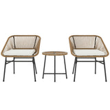 Poly Rattan Wicker 3 Pieces Small Garden Bistro Set - Velmora