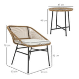 Poly Rattan Wicker 3 Pieces Small Garden Bistro Set - Velmora