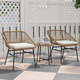 Poly Rattan Wicker 3 Pieces Small Garden Bistro Set - Velmora