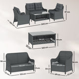 Poly Rattan Wicker 4 Pieces Garden Sofa Set With 2 Armchairs - Velmora