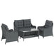 Poly Rattan Wicker 4 Pieces Garden Sofa Set With 2 Armchairs - Velmora