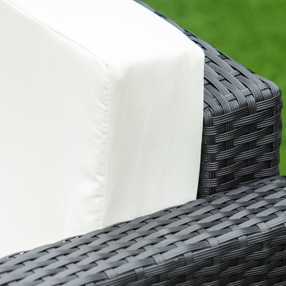 Poly Rattan Wicker 4 Pieces Garden Sofa Set With Glass Top Coffee Table - Velmora