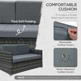 Poly Rattan Wicker 4 Pieces Garden Sofa Set With Glass Top Coffee Table - Velmora
