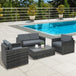 Poly Rattan Wicker 4 Pieces Garden Sofa Set With Glass Top Coffee Table - Velmora