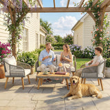 Poly Rattan Wicker 4 Pieces Garden Sofa Set With Loveseat And Armchairs - Velmora