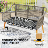 Poly Rattan Wicker 4 Pieces Garden Sofa Set With Loveseat And Armchairs - Velmora