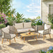Poly Rattan Wicker 4 Pieces Garden Sofa Set With Loveseat And Armchairs - Velmora