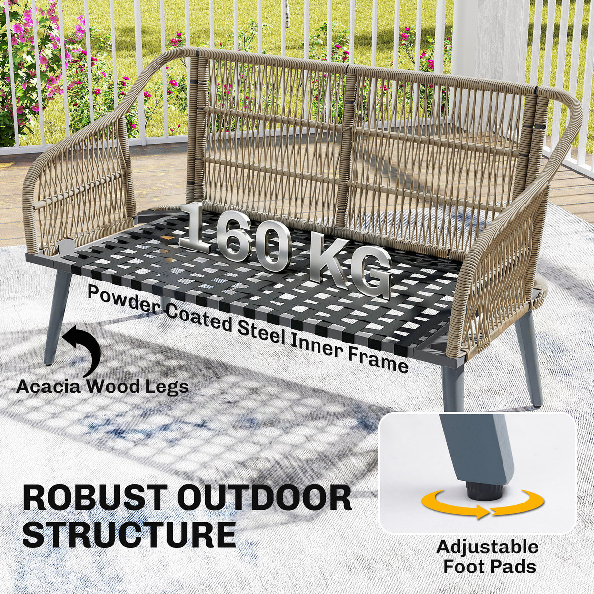 Poly Rattan Wicker 4 Pieces Garden Sofa Set With Loveseat And Armchairs - Velmora