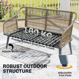 Poly Rattan Wicker 4 Pieces Garden Sofa Set With Loveseat And Armchairs - Velmora