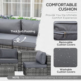 Poly Rattan Wicker 4 Pieces Garden Sofa Set With Storage Box and Glass Top Table - Velmora