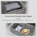 Poly Rattan Wicker 4 Pieces Garden Sofa Set With Storage Box and Glass Top Table - Velmora