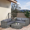 Poly Rattan Wicker 4 Pieces Garden Sofa Set With Storage Box and Glass Top Table - Velmora
