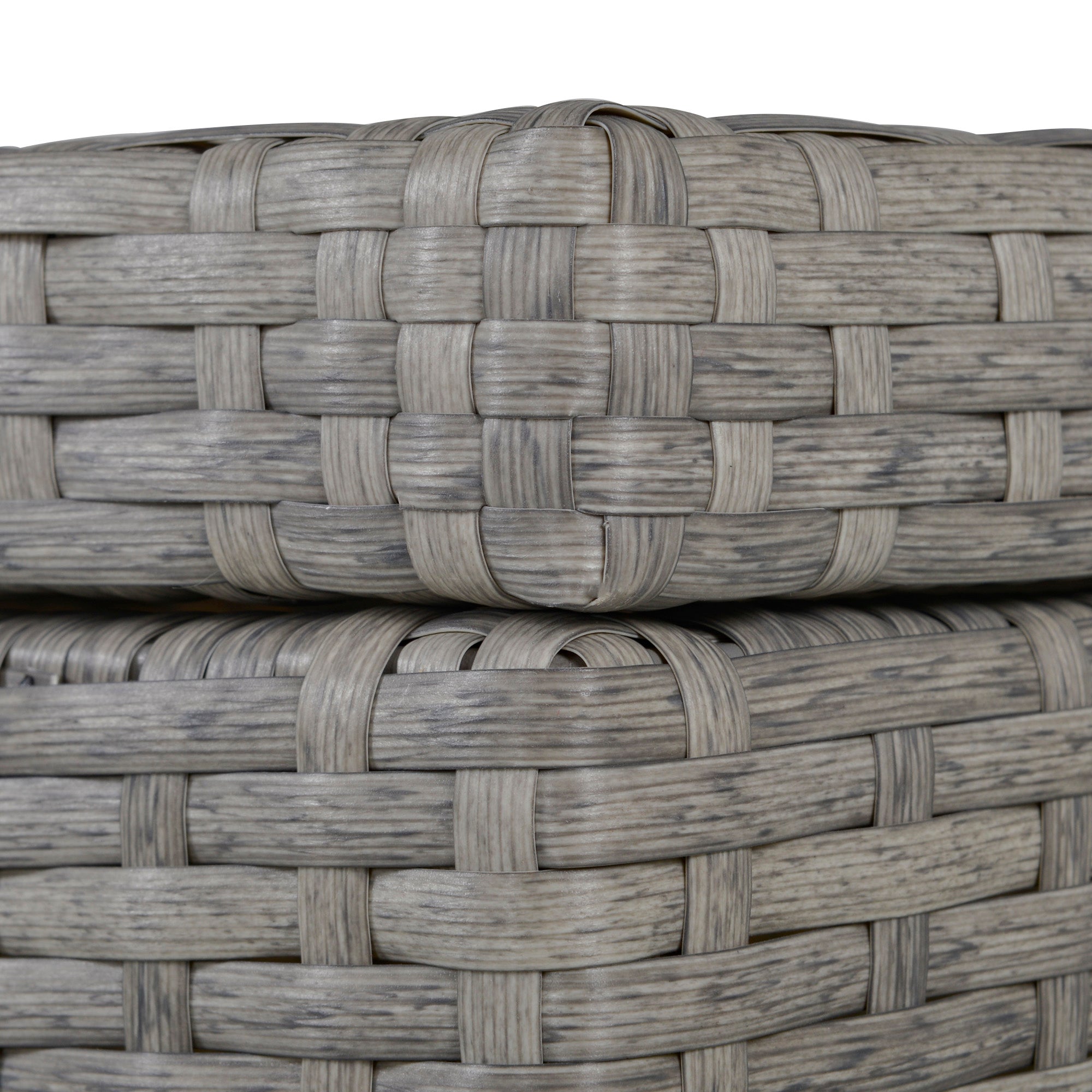 Poly Rattan Wicker 4 Pieces Garden Sofa Set With Storage Box and Glass Top Table - Velmora