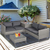 Poly Rattan Wicker 4 Pieces Garden Sofa Set With Storage Box and Glass Top Table - Velmora