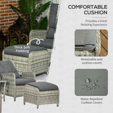 Poly Rattan Wicker 5 Pieces Garden Bistro Set With Reclining Armchairs - Velmora