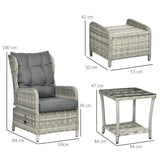Poly Rattan Wicker 5 Pieces Garden Bistro Set With Reclining Armchairs - Velmora