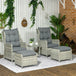 Poly Rattan Wicker 5 Pieces Garden Bistro Set With Reclining Armchairs - Velmora