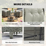 Poly Rattan Wicker 5 Pieces Garden Bistro Set With Reclining Armchairs - Velmora