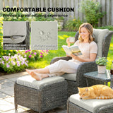Poly Rattan Wicker 5 Pieces Garden Bistro Set With Reclining Armchairs - Velmora