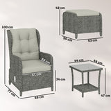 Poly Rattan Wicker 5 Pieces Garden Bistro Set With Reclining Armchairs - Velmora