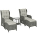 Poly Rattan Wicker 5 Pieces Garden Bistro Set With Reclining Armchairs - Velmora