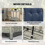 Poly Rattan Wicker 5 Pieces Garden Bistro Set With Reclining Armchairs - Velmora