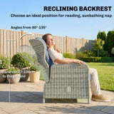 Poly Rattan Wicker 5 Pieces Garden Bistro Set With Reclining Armchairs - Velmora