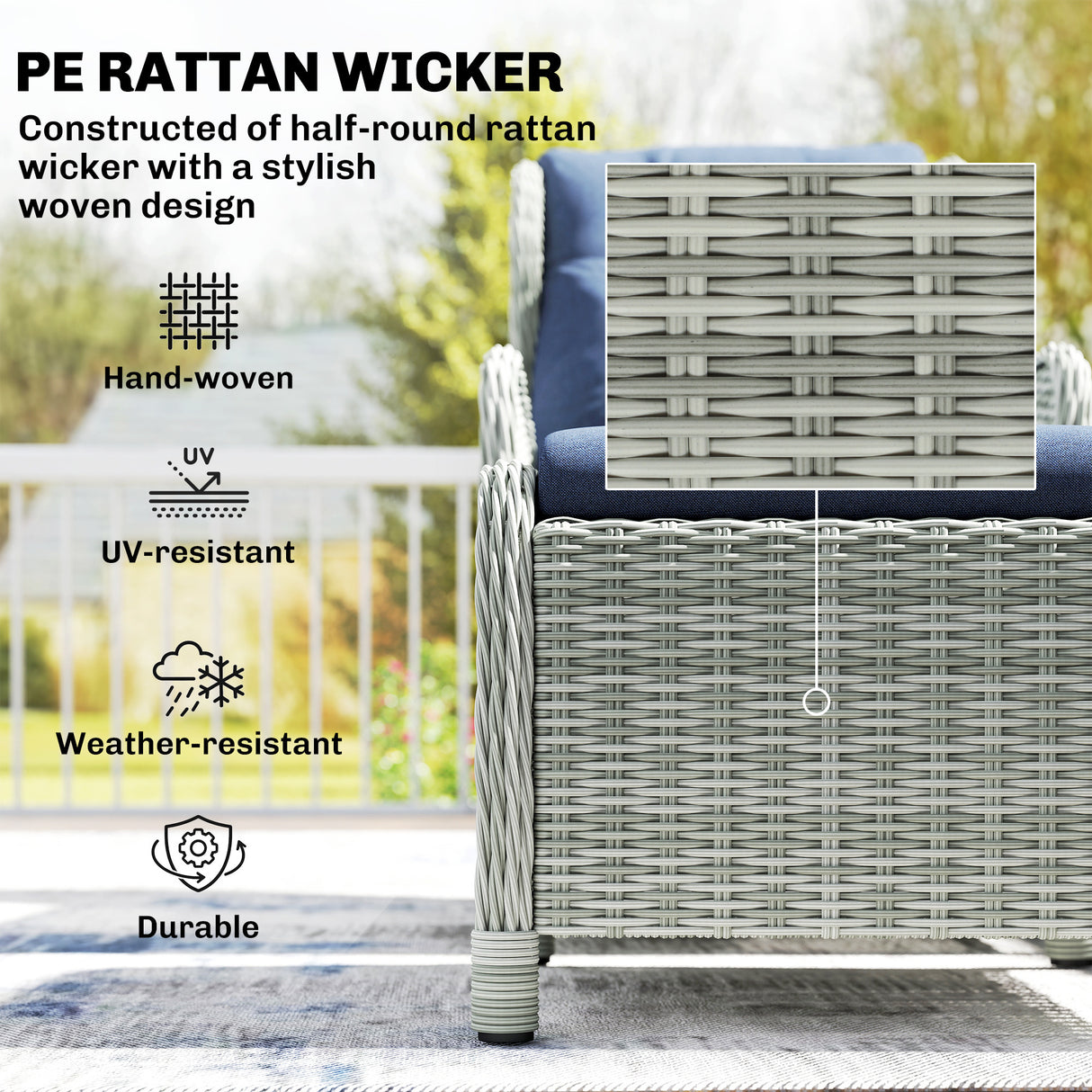 Poly Rattan Wicker 5 Pieces Garden Bistro Set With Reclining Armchairs - Velmora