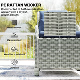 Poly Rattan Wicker 5 Pieces Garden Bistro Set With Reclining Armchairs - Velmora