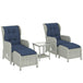 Poly Rattan Wicker 5 Pieces Garden Bistro Set With Reclining Armchairs - Velmora
