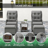 Poly Rattan Wicker 5 Pieces Garden Bistro Set With Reclining Armchairs - Velmora