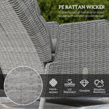Poly Rattan Wicker 5 Pieces Garden Bistro Set With Reclining Armchairs - Velmora