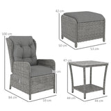 Poly Rattan Wicker 5 Pieces Garden Bistro Set With Reclining Armchairs - Velmora